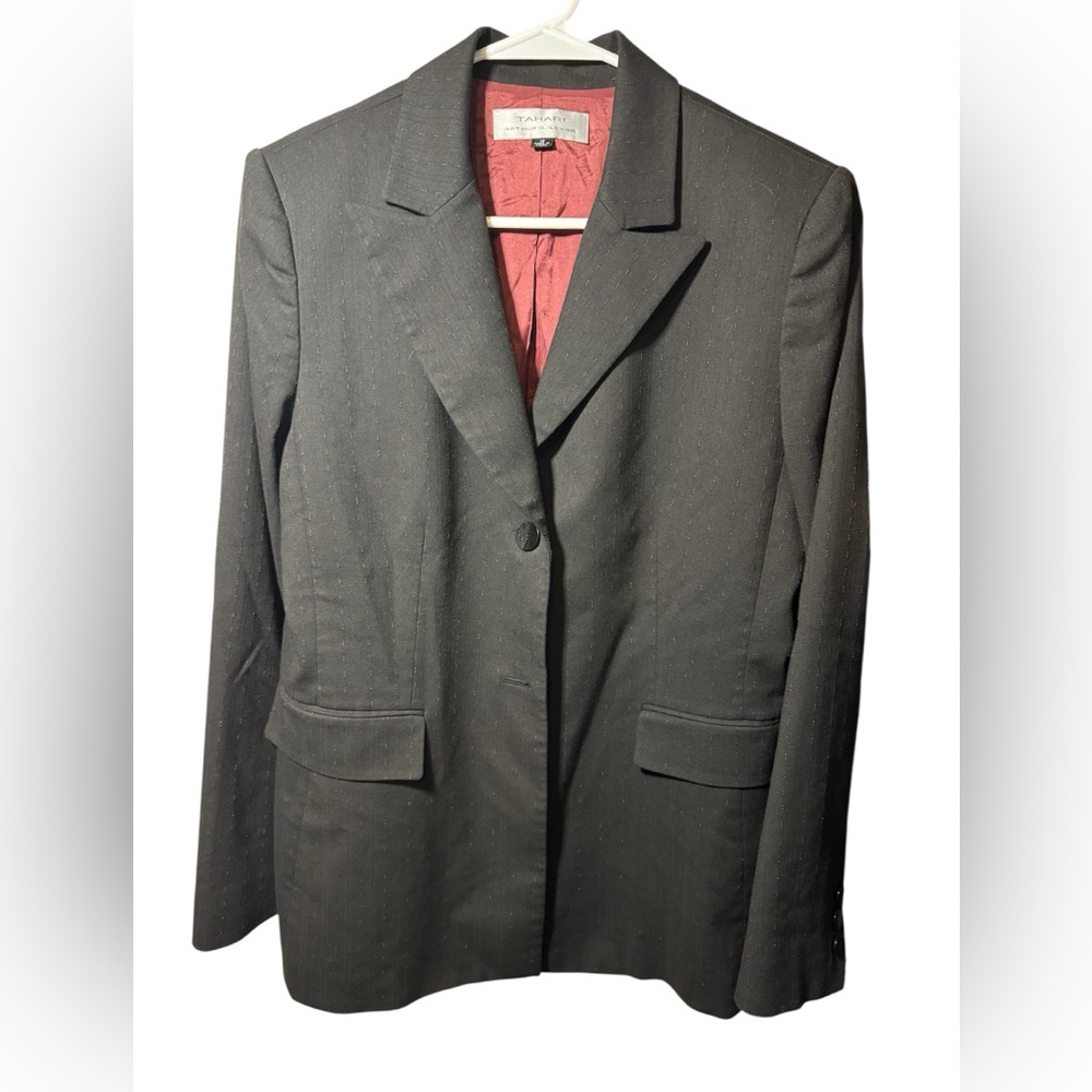 Tahari Arthur S. Levine Size 12 Black Pinstripe Blazer - Classic Office Jacket